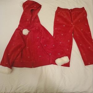 Velour Red & White Snowflake Toddler Track Suit, 24M